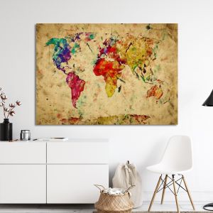 Πίνακας σε καμβά Colorfull world map