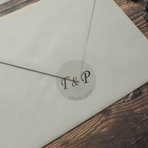 Transparent Sticker label for envelope couple initials black