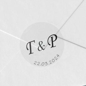 Transparent Sticker label for envelope couple initials black 2