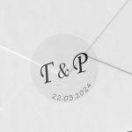 Αυτοκόλλητη ετικέτα διάφανη για φακέλο, αρχικά ζευγαριού