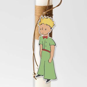 Wooden printed figure for baptism candle, little prince 2