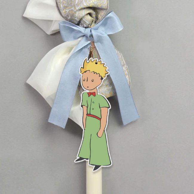Wooden printed figure for baptism candle, little prince 2