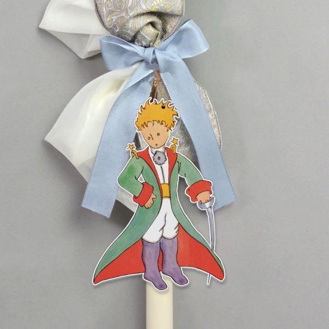 Wooden printed figure for baptism candle, little prince