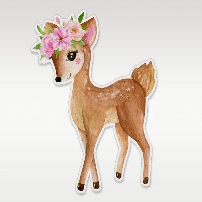 Wooden printed figure for baptism candle, Cute Deer