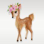 Wooden printed figure for baptism candle, Cute Deer