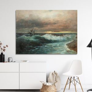Πίνακας σε καμβά Πλοίο στα κύματα Χατζής Β Καμβάς τελαρωμένος