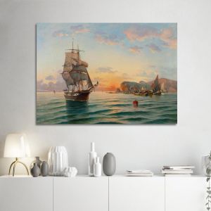 Πίνακας σε καμβά Ηλιοβασίλεμα στον κόλπο Χατζής Β Καμβάς τελαρωμένος