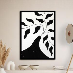 Leaves line art αφίσα κάδρο  Αφίσα πόστερ με μαύρη κορνίζα