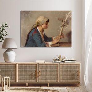 Canvas print Young girl weaving willow twigs Rallis Framed canvas View 1 2