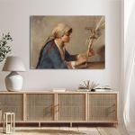 Canvas print Young girl weaving willow twigs, Rallis