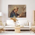 Canvas print Young girl weaving willow twigs, Rallis