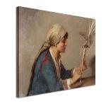 Canvas print Young girl weaving willow twigs, Rallis