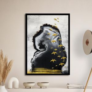 Gold black abstract I, poster