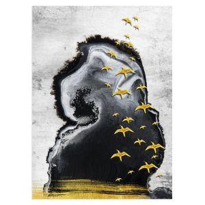 Gold black abstract I αφίσα κάδρο  Αφίσα πόστερ με μαύρη κορνίζα 2