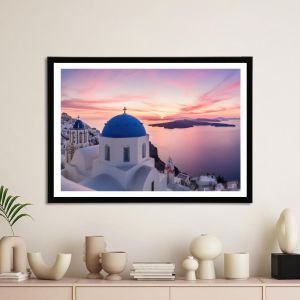 Sunset at Santorini αφίσα κάδρο  Αφίσα πόστερ με μαύρη κορνίζα
