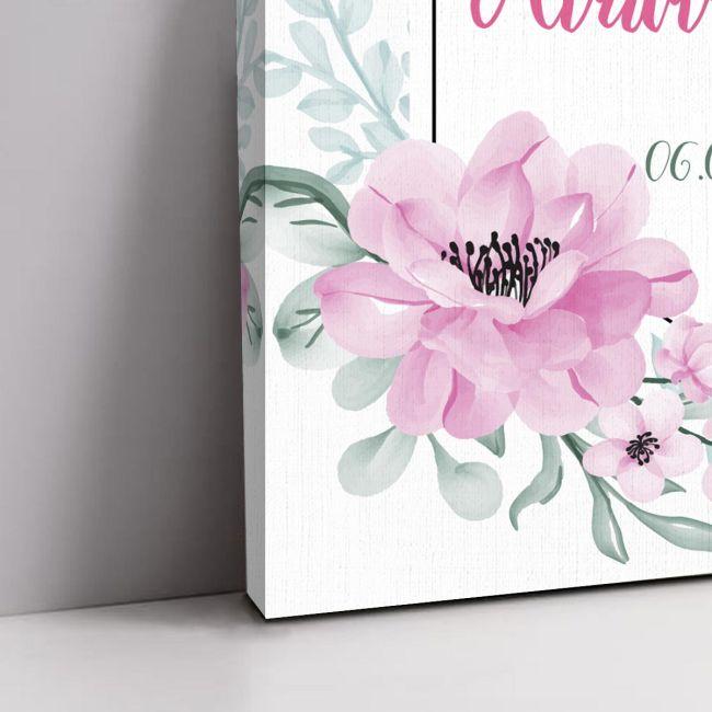 Canvas print welcome to my baptism, spring flowers