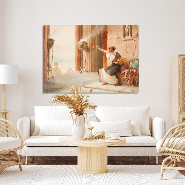 Πίνακας σε καμβά Πωλήτρια λουλουδιών στον Παρθενώνα Ράλλης Καμβάς τελαρωμένος, 4