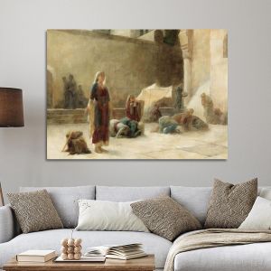 Πίνακας σε καμβά Η πλατεία του Παναγίου Τάφου στην Ιερουσαλήμ (μελέτη) Ράλλης Καμβάς τελαρωμένος, 1