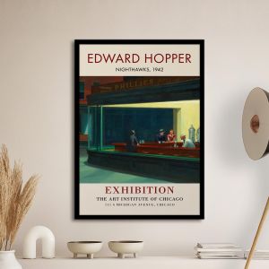Αφίσα Έκθεσης Nighthawks I Hopper E αφίσα κάδρο  Αφίσα πόστερ με μαύρη κορνίζα
