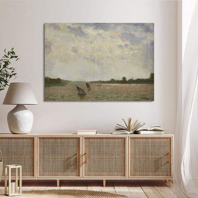 Canvas print Boats on the river Scheldt, Pantazis