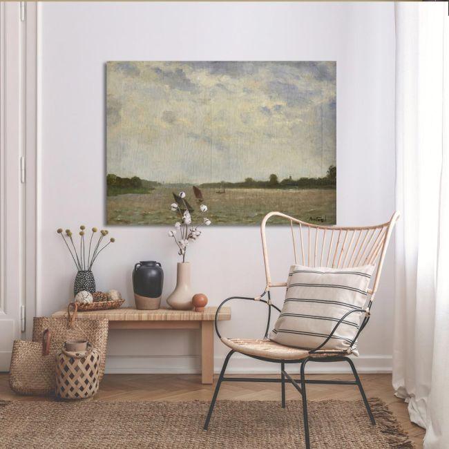 Canvas print Boats on the river Scheldt, Pantazis