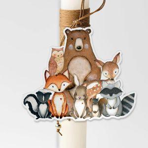 Wooden figure printed rainbow, love stars