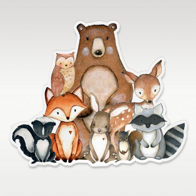 Wooden figure forest animals party