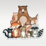 Wooden figure forest animals party
