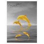 Dolphins gold on gray I αφίσα κάδρο  Αφίσα