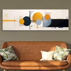 Πίνακας σε καμβά Abstract aligned circles πανοραμικός Καμβάς τελαρωμένος Όψη 1 2