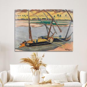 Πίνακας σε καμβά Βάρκες στο Νείλο ΙΙ Μαλέας Καμβάς τελαρωμένος