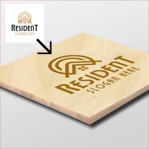 Wooden surface engraved logo