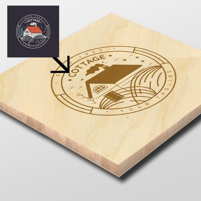 Wooden surface engraved logo