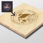 Wooden surface engraved logo