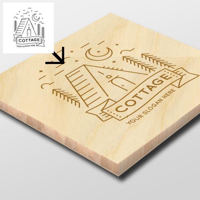 Wooden surface engraved logo