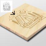 Wooden surface engraved logo