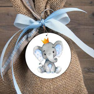 Wooden figure Elephant with crown watercolor