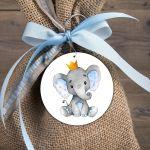 Ξύλινη φιγούρα για μπομπονιέρα, Ελεφαντάκι με κορώνα watercolor