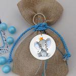 Wooden figure Elephant with crown watercolor