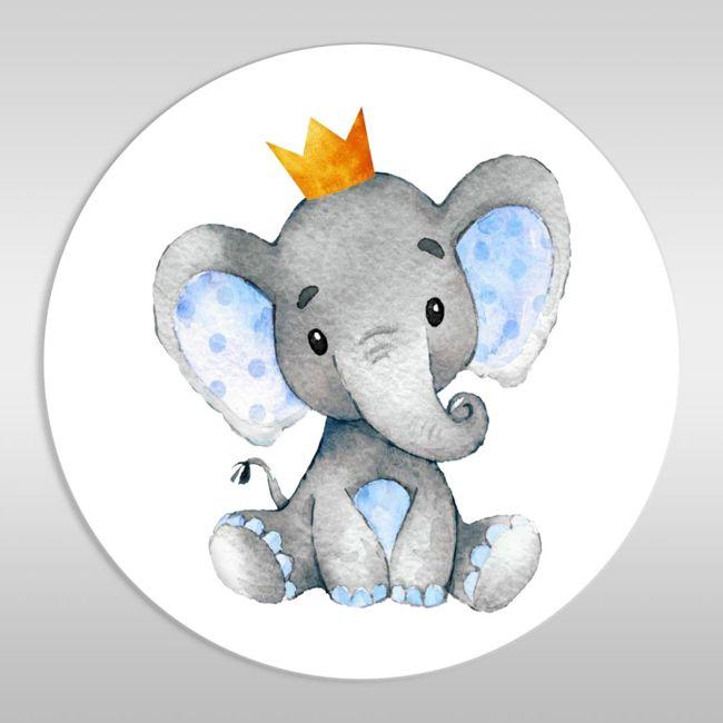 Wooden figure Elephant with crown watercolor