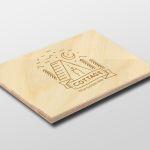 Wooden sign engraved logo, horizontal