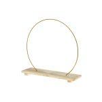 Metallic gold ring with wooden stand