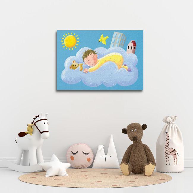 Kids canvas print At clouds