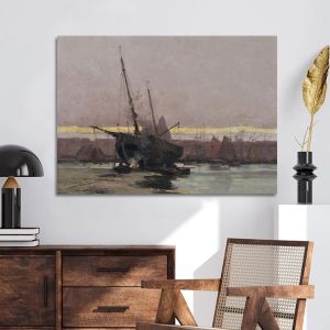 Πίνακας σε καμβά Πλοίο στην ακτή Αλταμούρας Ι. Καμβάς τελαρωμένος