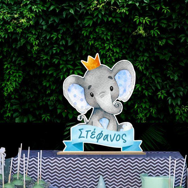 Wooden printed sign, Elephant custom name boy