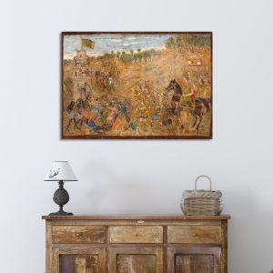 Πίνακας σε καμβά Μ. Αλέξανδρος σε μάχη Θεόφιλος Καμβάς τελαρωμένος Όψη 1 2