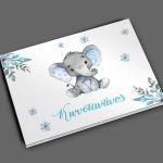 Wishes book, Little blue elephant with flowers