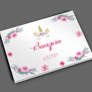 Wishes book, Unicorn with painted flowers 2