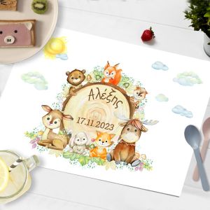 Placemat, Forest animals on a trunk