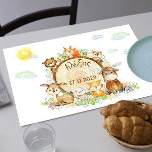 Placemat, Forest animals on a trunk 2